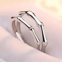 【买二送手链或耳钉】 光面925银竹节男戒指女戒指男竹节情侣戒指