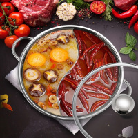 不锈钢加厚鸳鸯锅火锅盆 二味锅涮涮锅电磁炉煤气炉专业锅通用锅