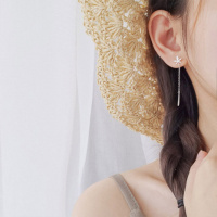 S925银枫叶耳线长款流苏耳环女气质简约韩版耳坠闺蜜耳链情侣耳钉