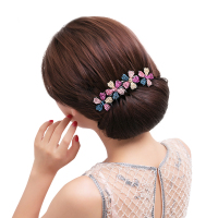 梳插梳 盘钻 优雅饰花朵带齿淑女夹韩版防滑插头饰