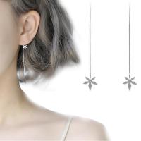 S925银耳环长款韩版女流苏纯银耳线简约耳坠百搭时尚耳钉