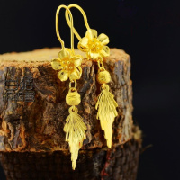 [买耳环送戒指]婚庆龙凤镀18K金耳环女玫瑰花耳饰越南沙金