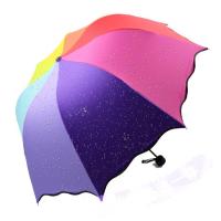 夏季睛雨彩虹伞雨伞女晴雨遮阳伞防紫外线黑胶太阳伞女士防晒雨伞