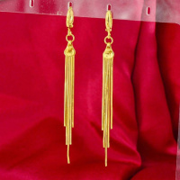 多款可选女婚庆龙凤3D金耳环流苏不色24K婚庆女玫瑰花999足金