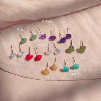 纯银耳针原石耳钉紫晶耳钉女气质韩国个性简约百搭学生