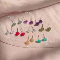 纯银耳针原石耳钉紫晶耳钉女气质韩国个性简约百搭学生