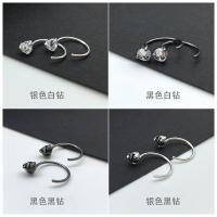 欧美个性男女同款黑色耳钉镀S925银耳钩耳环百搭情侣耳饰