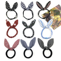 韩版无缝圈绳不伤耐用扎头绳可爱头饰简约弹力兔耳朵橡皮筋