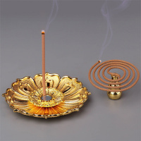 香炉线香插纯铜小葫芦道家用佛教拜佛礼佛莲花三宝仿古合金香器