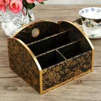 欧式皮革整理架创意家居多功能桌面遥控器手机收纳盒储物框四号框