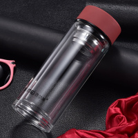 恩尔美双层玻璃杯杯男女创意透明带盖便携定制过滤茶杯车载杯子