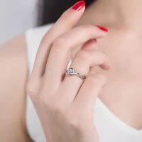 (配证书)1克拉仿真莫桑石925戒指女六爪钻戒女求婚戒指