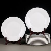 [10个]陶瓷小盘子 5英寸平盘 家用蛋糕碟西餐盘子 纯白色早餐碟