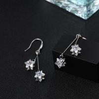 梅花日韩银色锆石长款耳环女流苏耳坠简约时尚气质晶饰品耳钉