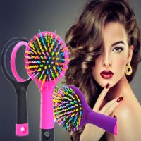 明星推荐气垫梳子带镜子彩虹气囊按摩防静电护卷女孩长梳