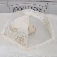饭菜罩子桌盖菜罩可折叠餐桌罩食物防苍蝇双骨圆形家用遮菜邮
