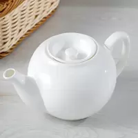 [一壶赠一绳]纯白色陶瓷茶壶酒店 饭店茶壶餐厅 凉壶花茶壶