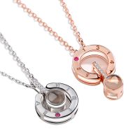 S925银针抖音同款项链100种语言我爱你坠锁骨链女韩版学生