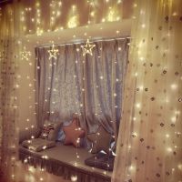 LED星星窗帘灯卧室房间装饰灯店铺挂灯情事圣诞节日闪灯新渔灯