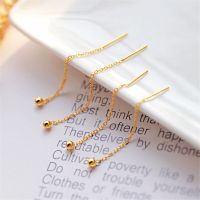 韩版个性可爱流苏耳线长款女简约小球球养耳朵百搭耳环钛钢