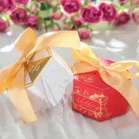创意六角喜糖盒子批 欧式婚礼糖果盒伴手礼手提喜糖袋 婚庆用品