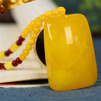 蜜蜡坠二代琥珀项链翡翠挂件血珀坠黑曜石男女款毛衣链