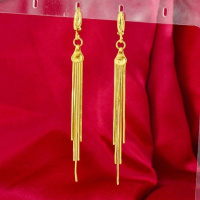 女婚庆龙凤耳环仿3D金不色24K女999流苏足金彩金镀金耳钉