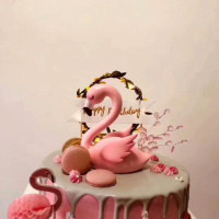 装饰品摆件蛋糕装饰材料烘焙配件火烈鸟蛋糕摆件情人节结婚装饰品