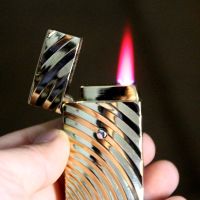 晨龙615B波纹触碰感应打火机 创意充气防风打火机 礼盒装