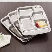 不锈钢快餐盘长方形成人学生食堂分餐盘分格五格六格加深加厚餐具