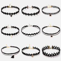 亲子装1-20件套儿童蕾丝项链女成人颈链女孩百搭锁骨链颈带项圈