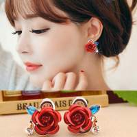 日韩国花朵耳钉简约耳环女气质甜美双面珍珠耳饰品