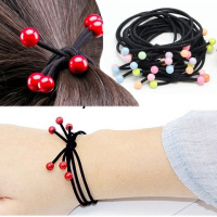 [10-100根装]韩版头饰红豆圈樱桃皮筋扎头绳彩豆圈