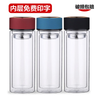 [破损免费寄补]景轩防爆防烫手300ml双层玻璃杯杯广告订制杯