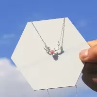 [买一送一]五彩麋鹿项链女锁骨链韩版森系学生坠简约生日