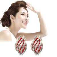 买一送一个性几何镶钻甜美耳钉雅气质晶珍珠耳环耳饰