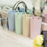 [送牙刷]小麦漱口杯刷牙杯简约牙刷杯子情侣洗漱杯牙缸杯喝杯