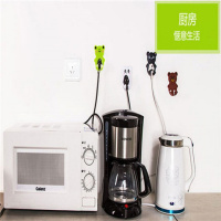 粘贴式两爪三爪插头挂钩|贴墙电线整理收纳挂架卡通塑料插座挂