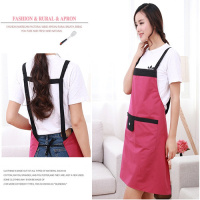 [防防油][明星同款情侣2件围裙]韩版时尚家务厨房做饭围裙