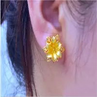 镀金纯金耳钉耳环针女个性小韩版镀金沙金简约首饰耳饰品