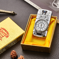 创意直冲充气打火机金属防风带七彩灯电子手表打火机男女节日[预售:12月30日完]