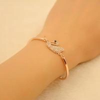 韩版时尚玫瑰金天鹅手链女首饰百搭女手链手镯女饰品韩版女手链礼