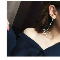 新款钻五角星耳环耳钉韩国气质长款星星坠耳坠个性夸张大耳钉