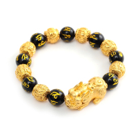 【保色貔貅 招财转运】黑红玛瑙转运招财貔貅手链男女饰品