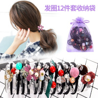 6-12件日韩百搭头饰品组合套装圈饰头绳扎头成人儿童橡皮筋