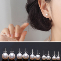 天然淡珍珠耳钉女气质简约日韩国迷你S925纯银耳环银饰品