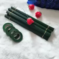 花杆铁丝手工diy材料通用塑料花枝仿真玫瑰花2号花杆叶子绿胶带