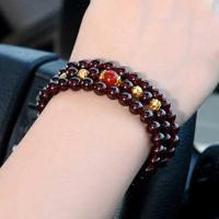 2019新年精美装正品石榴石三圈转运红玛瑙手链猪年多圈手串