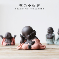 宜兴紫砂小和尚哈哈佛像弥勒精品茶宠茶具茶道工艺品家居创意摆件