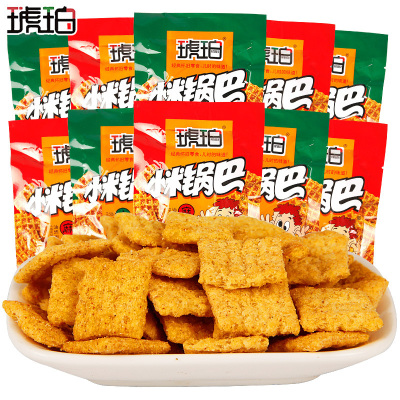 琥珀小米锅巴80袋(麻辣味)整箱批发宿舍小零食小吃膨化休闲食品小包装